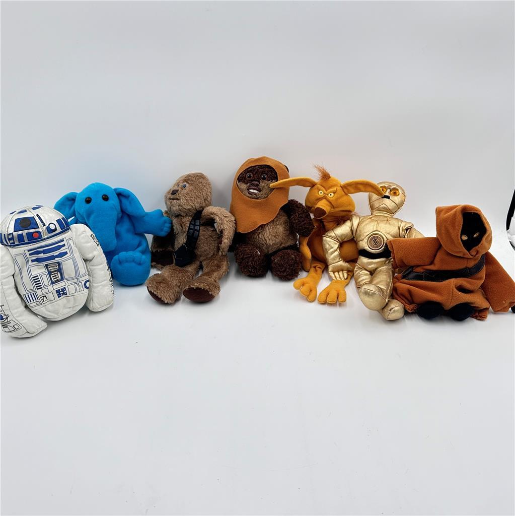 Vintage 1997 Star Wars Kenner Plushes Lot of 7
