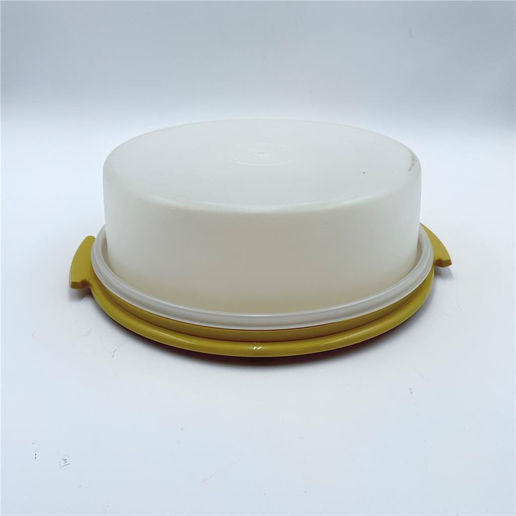 Vintage Tupperware Clear Circular Container with Yellow Lid