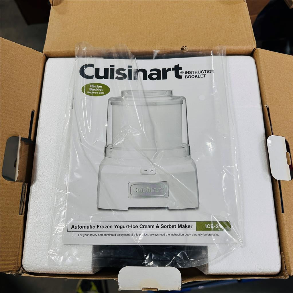 Cuisinart Ice Cream Maker 1.5 Qt. Frozen Yogurt Maker ICE-21EBWS with Extra Bowl