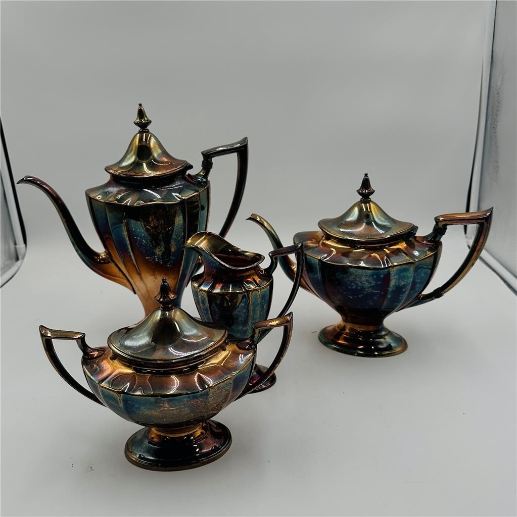 4 Pc MERIDEN S.P International S.CO Company 2406 Silverplate COFFEE /TEA Set