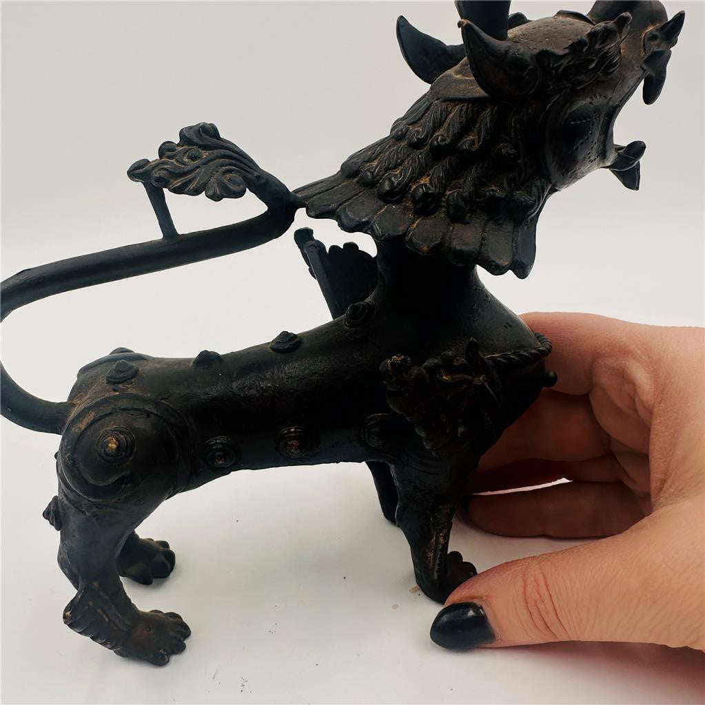 VINTAGE Metal CHINESE FOO DOG STATUE