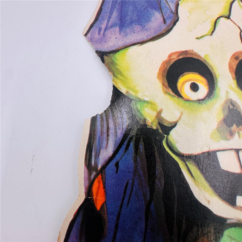 Vtg Vampire/Skull Halloween Die Cut Wall Decoration