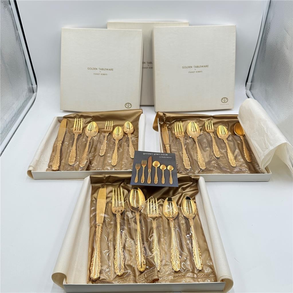 3 boxes- Golden Tableware by Stanley Roberts Golden Glenmeet 6 Pc Place Setting