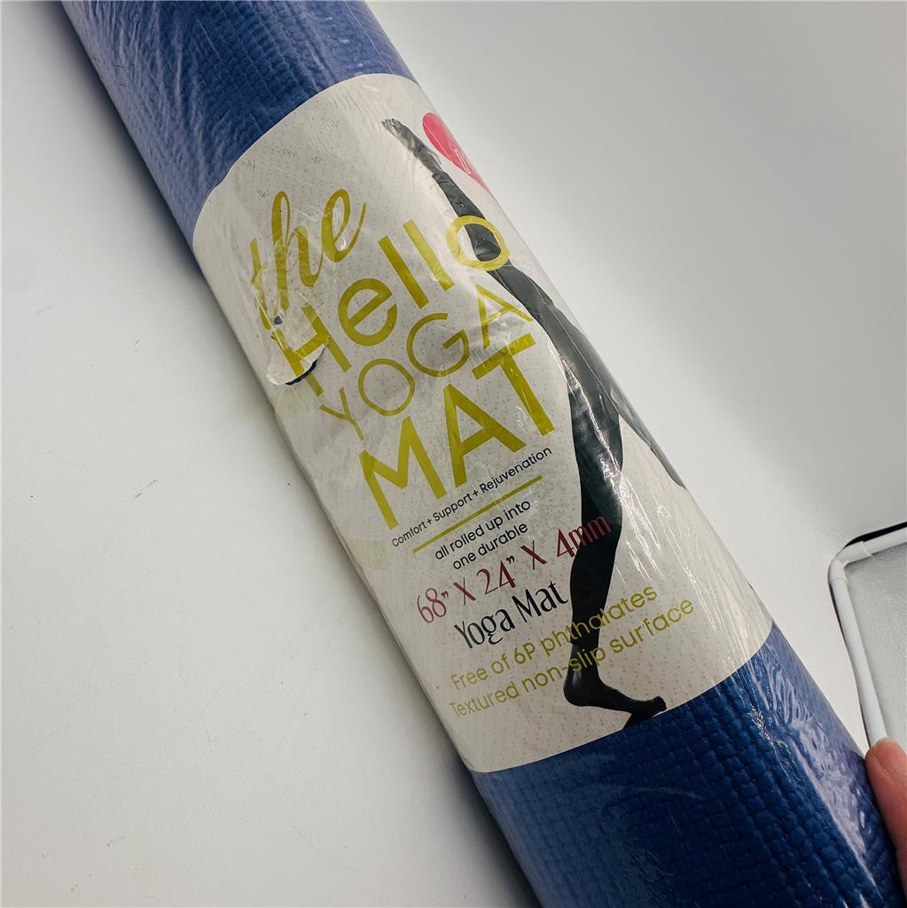 Hello Fit Yoga Mat 68"x24"x4MM Blue Gym Pilates Meditation