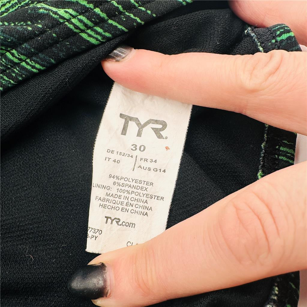 TYR Green/Black Racing Swimsuit  Size 30