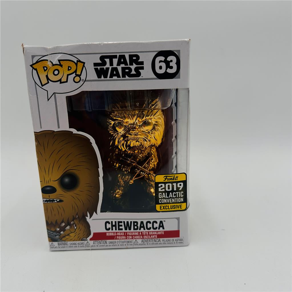 Funko Pop! Disney Star Wars Chewbacca Gold Chrome #63 2019 Galactic Convention