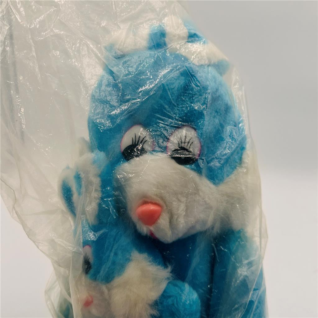 Vintage Parisi Blue Easter Bunny w/ Arms & Baby Bunny Plush in Sealed Bag