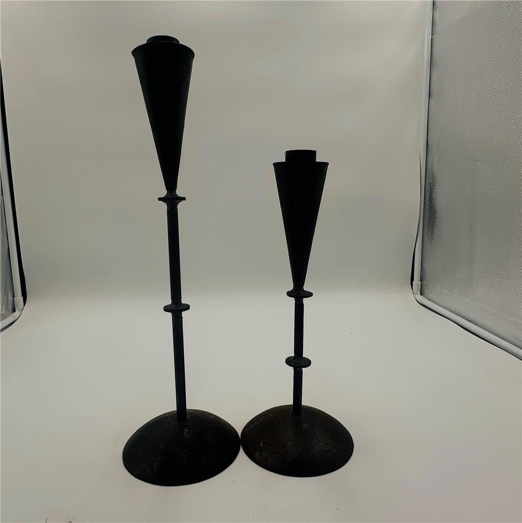 Rustic Metal Taper Candle Stick Holders (2)