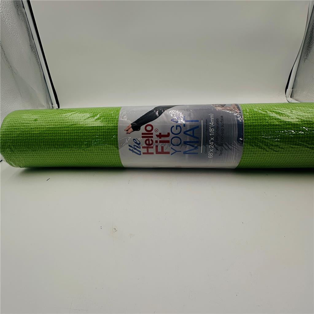 Hello Fit Yoga Mat 68"x24"x4MM Lime Green Gym Pilates Meditation