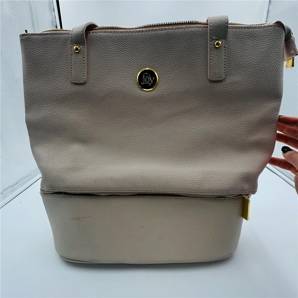 Joy Mangano Double Decker Light Pink Leather Work Commuter Tote Gym Bag