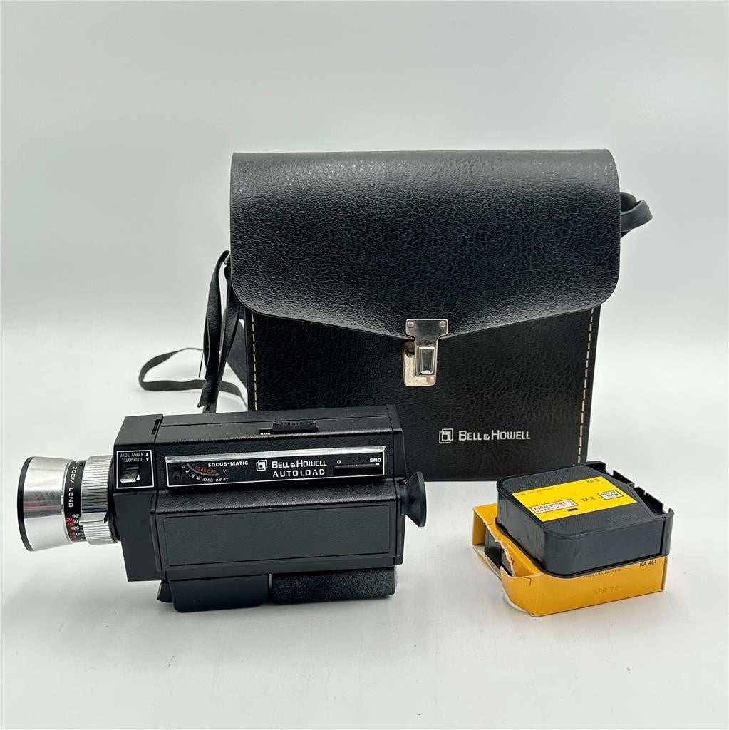 Vtg Bell & Howell Super 8 Autoload Movie Camera w/ Case and Kodak Film Untested