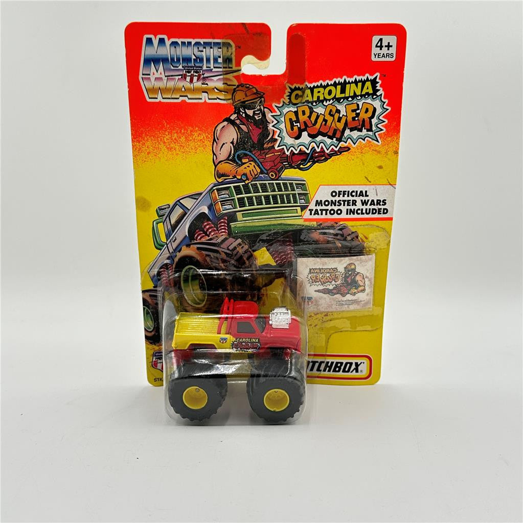 Vintage Matchbox Monster Wars CAROLINA CRUSHER & Tattoo 1993 Truck NEW in Box