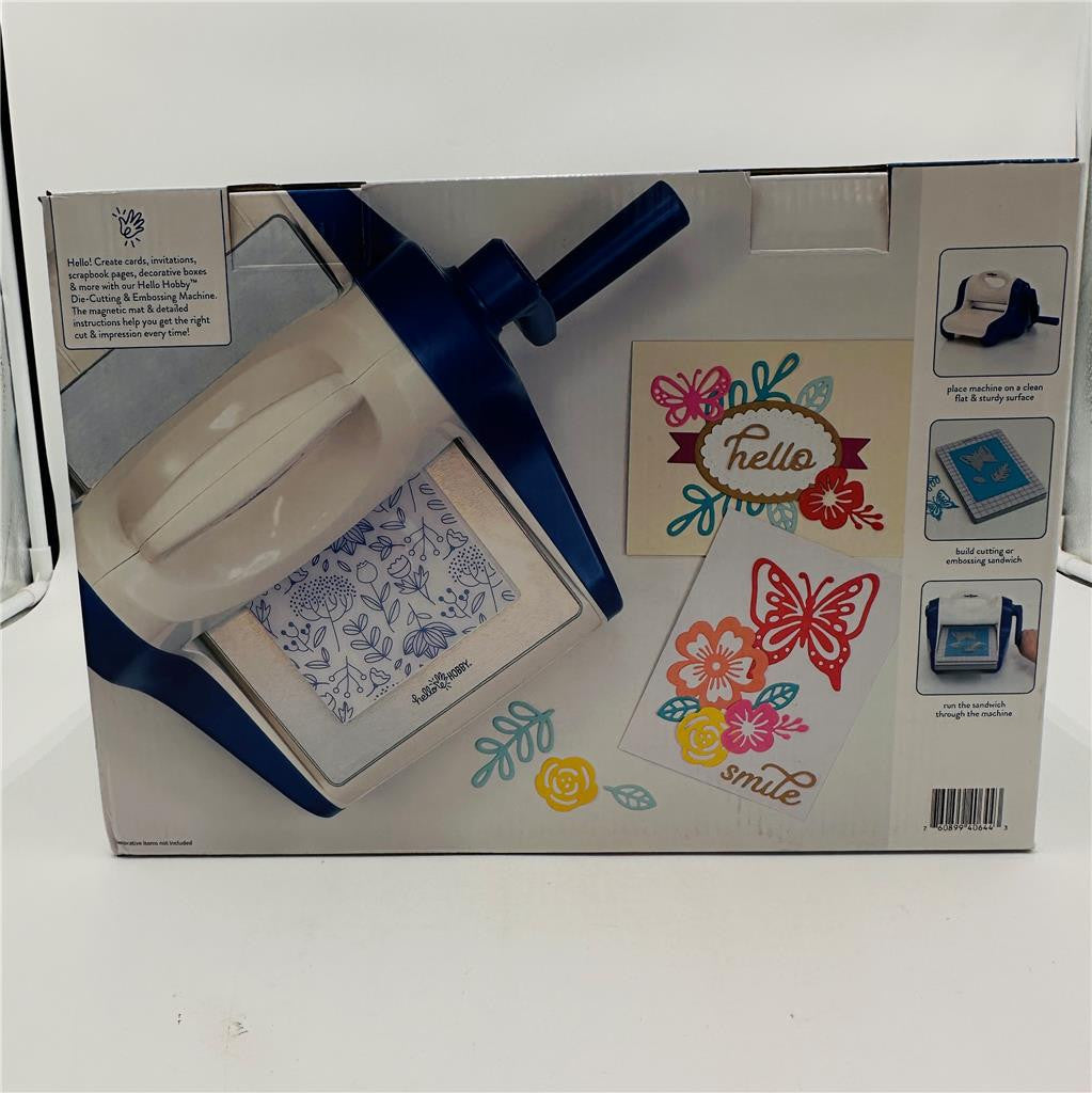 New Box Hello Hobby Die Cutting & Embossing Machine Blue/white Flatbed Magnetic