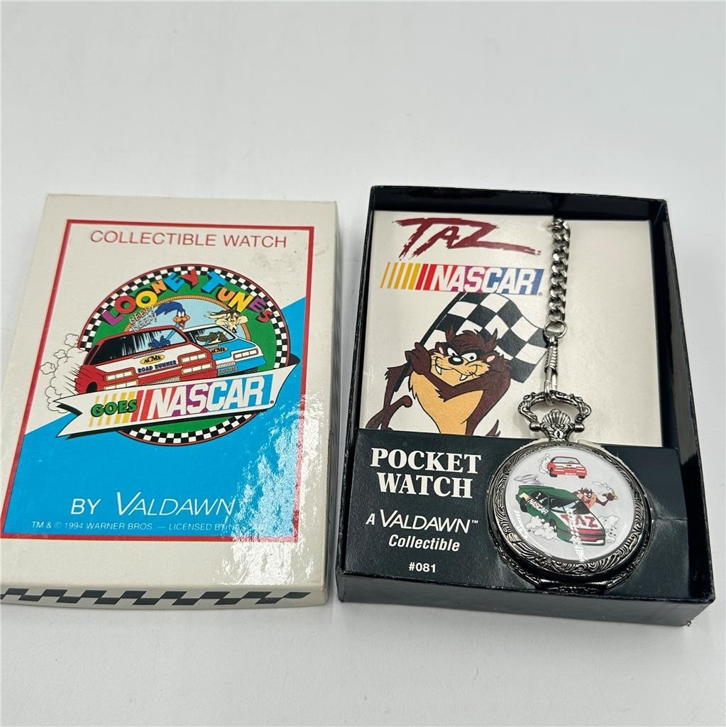 Vtg 1994 Nascar Taz Pocket Watch A Valdawn Collectible #081