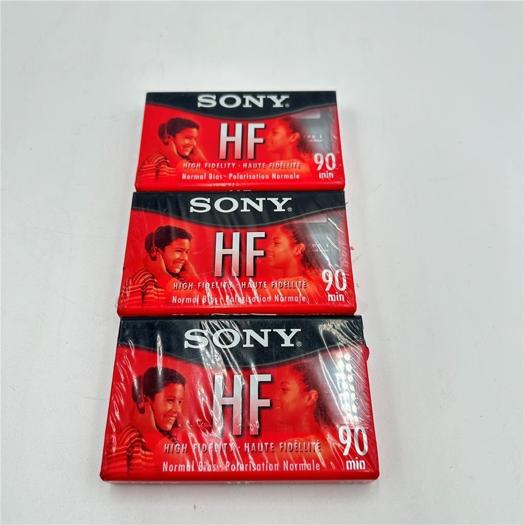 Sony HF Blank Audio Cassette Tape - Lot of 3 - 90 Min Normal Bias