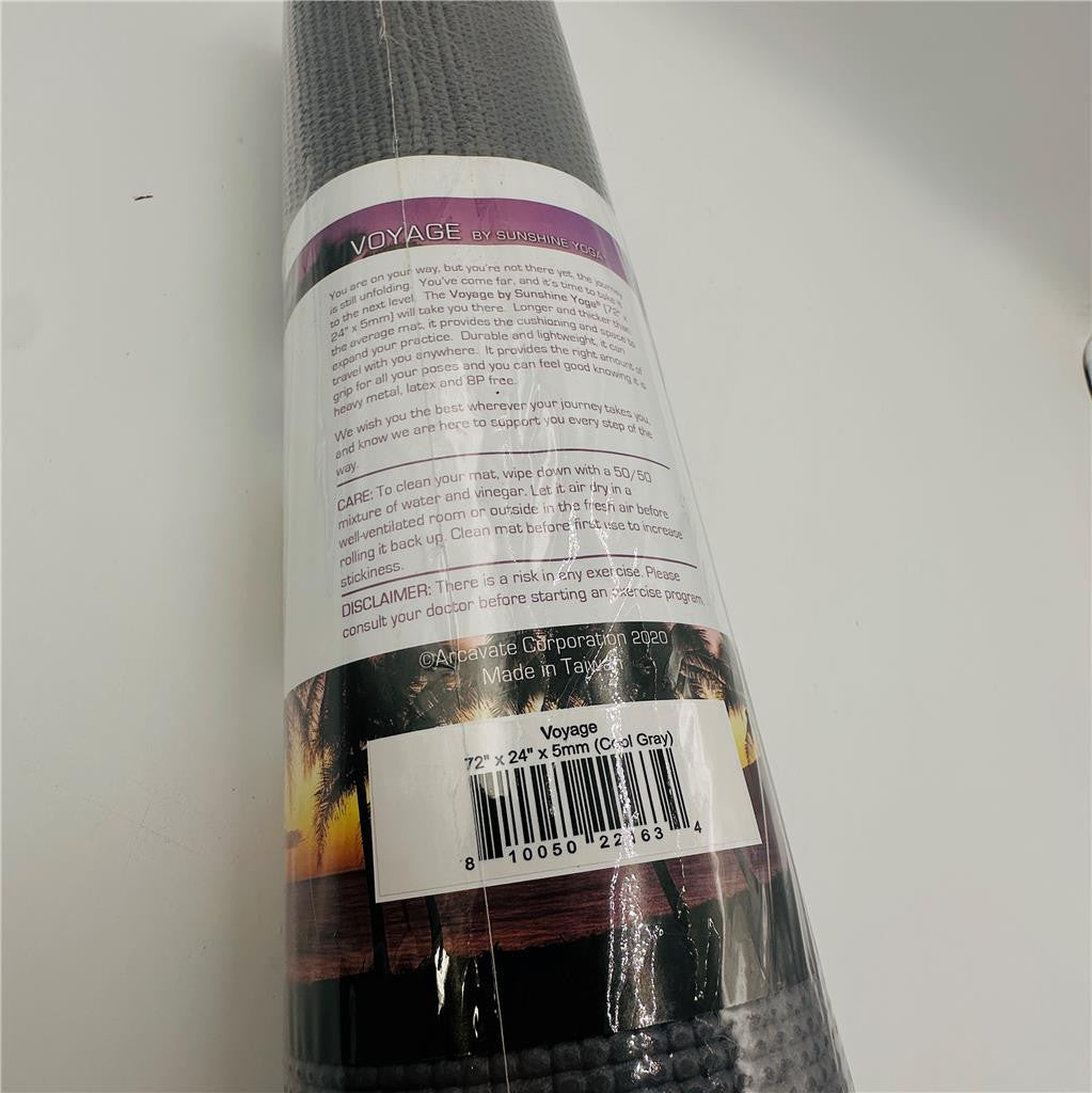 Voyage by Sunshine Yoga Mat  72"x24"x5MM Gray Gym Pilates Meditation