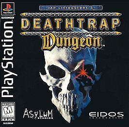 Deathtrap Dungeon (Sony PlayStation 1, 1998) Game and Back Cover Art
