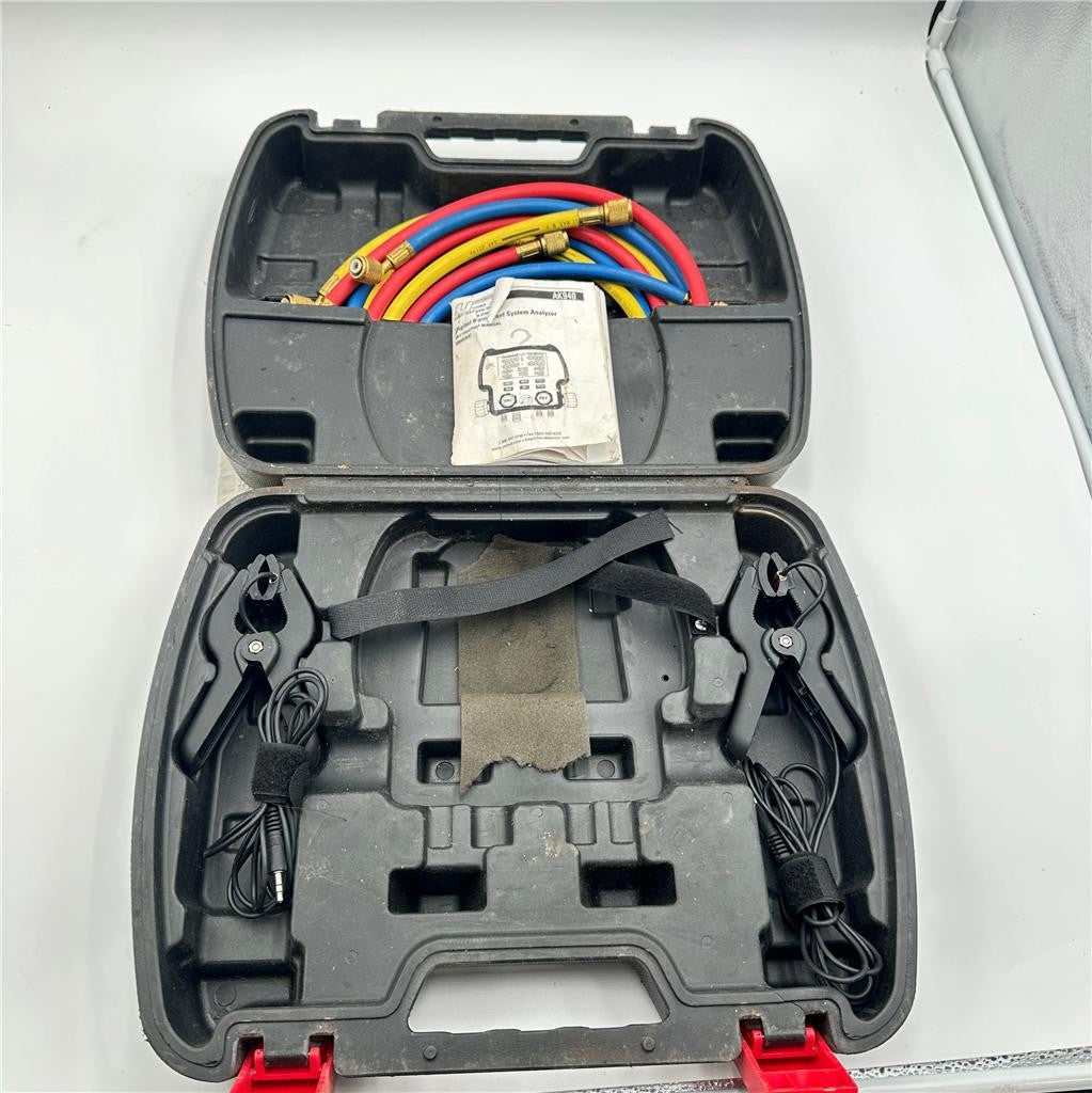 UEi AK940 Digital Refrigerant System Analyzer 4 Valve hoses and case