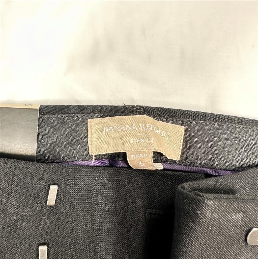 Banana Republic Womens Straight Leg Ryan Fit Career Pants Black Size 6R NWT