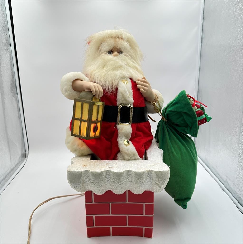 1988 Santa in Chimney Telco Motion-ettes Christmas Lights Up  Moves Works