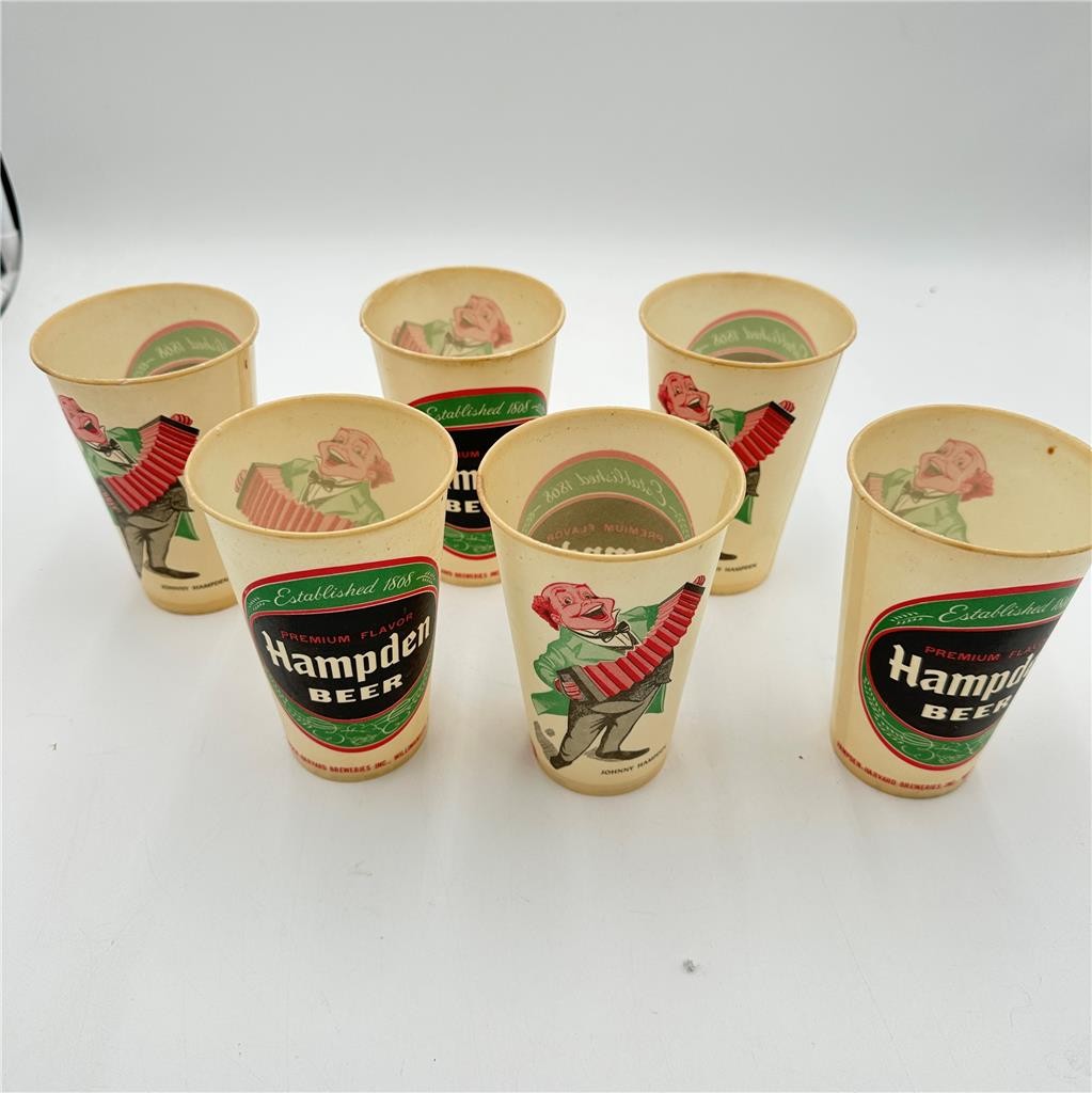 Vtg Hampden Beer Paper/Wax 14Fl OZ Dixe Cups For Beer Lot of 6