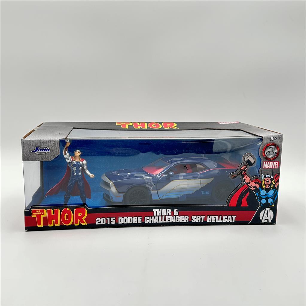 32186) JADA HOLLYWOOD 2015 DODGE CHALLENGER SRT8 HELLCAR 1/24 with THOR FIGURE 