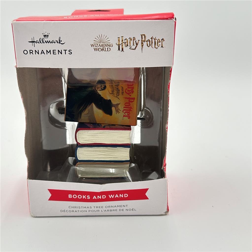2022 Hallmark Harry Potter Stacked BOOKS AND WAND Christmas Ornament-
