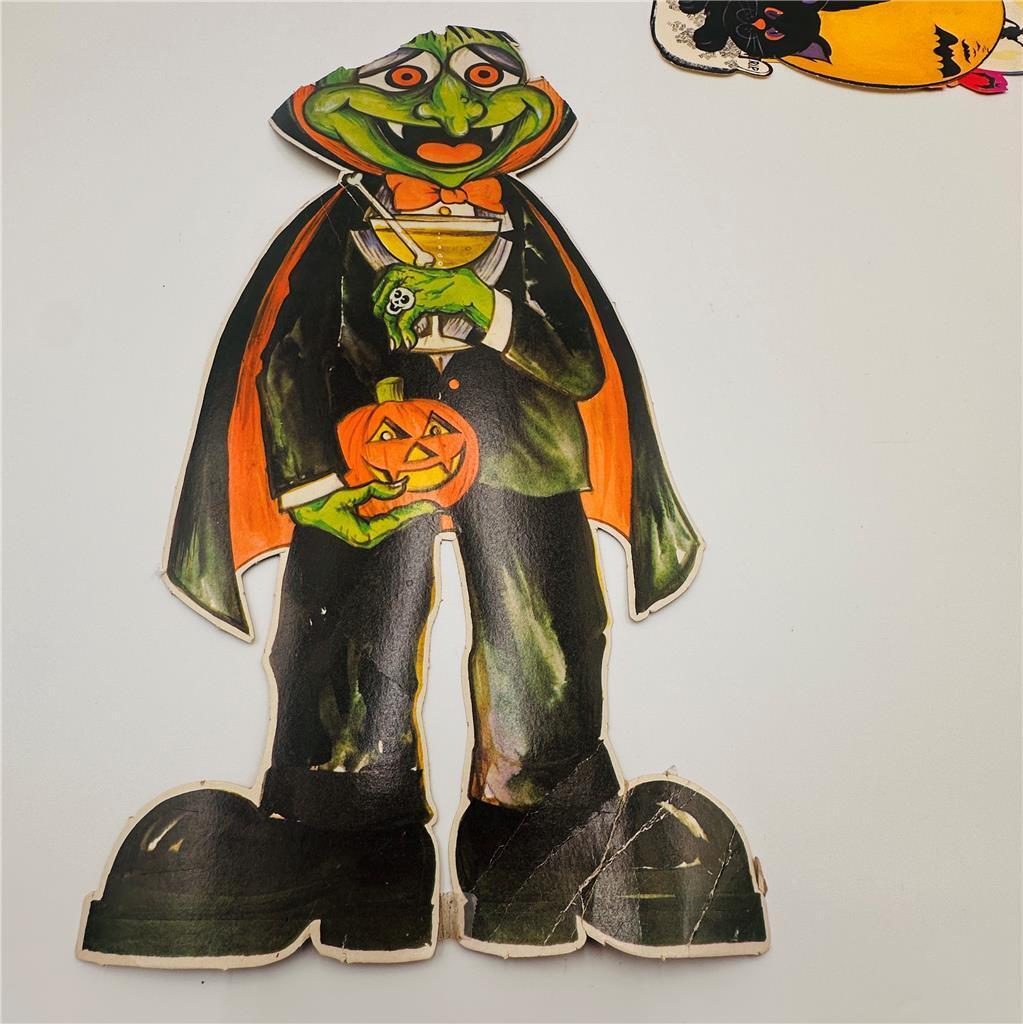 Vtg Lot of 3 Halloween Die Cut Wall Decorations  See pictures for conditon detai