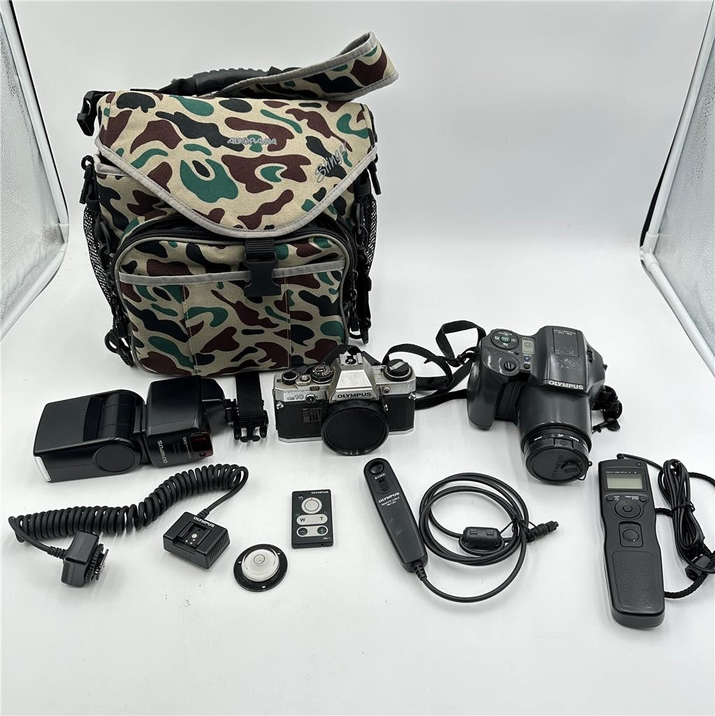Vtg Lot of Olympus Camera and Accessories Untested 