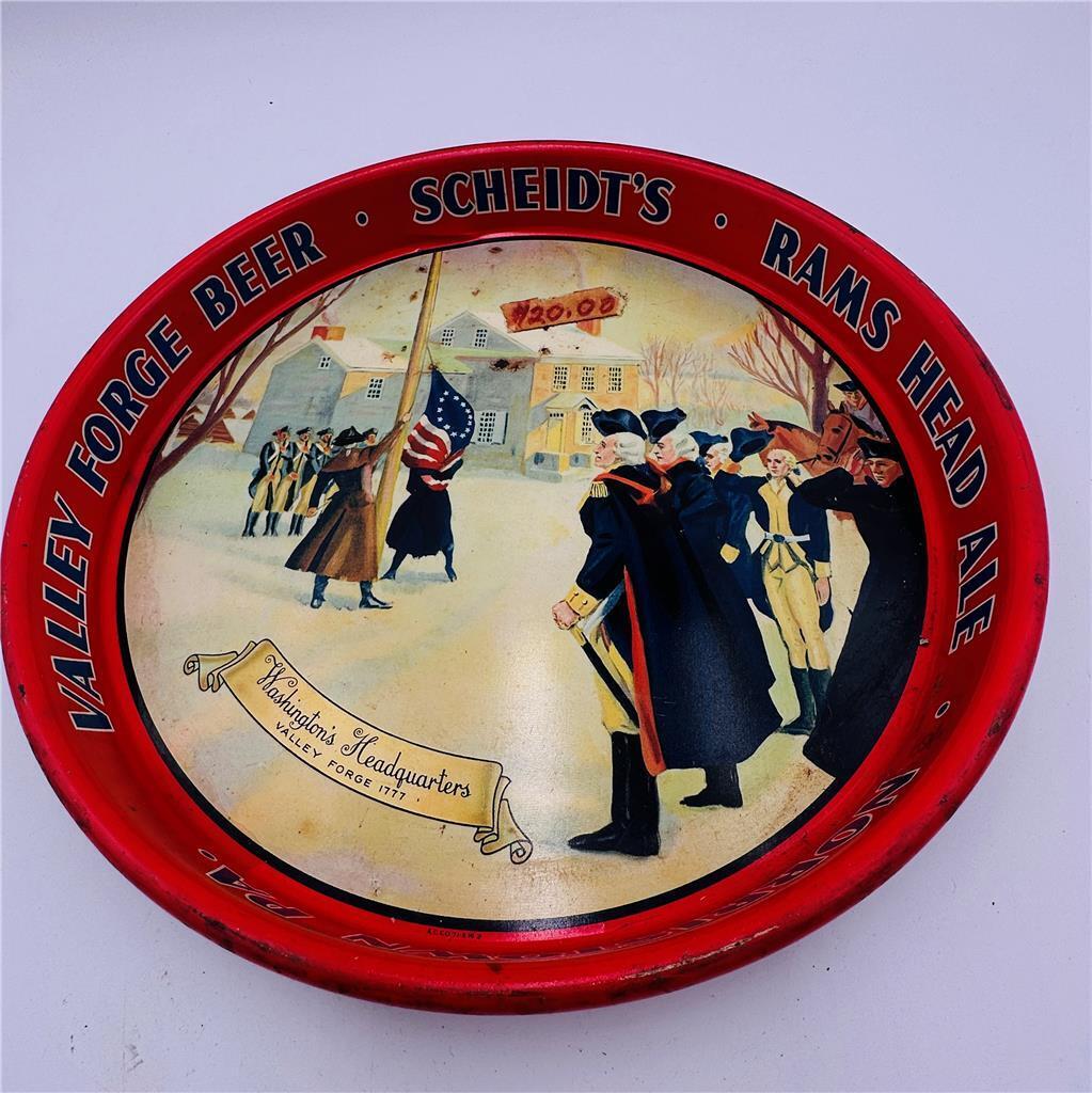 Scheidt’s Valley Forge Beer Rams Head Ale Beer Tray Norristown, Pa 