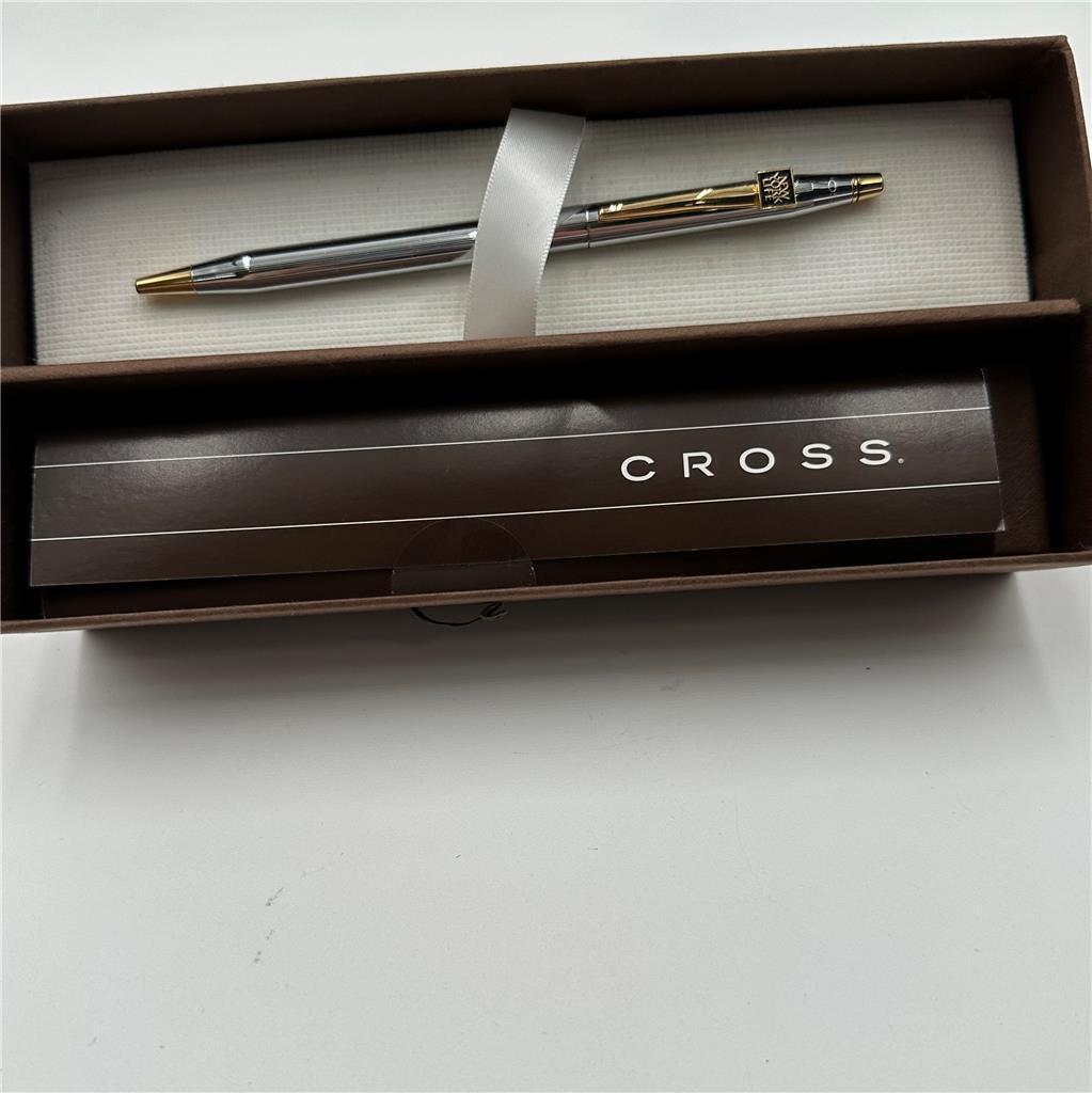 Vintage Cross Pen Chrome No. 3302 Black Ink Ball Point, In Box 