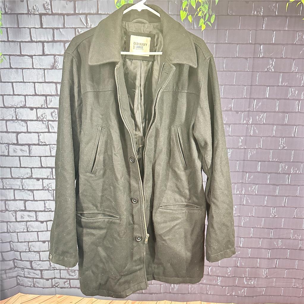 Old Navy Men’s Classic Black Peacoat  Size LG