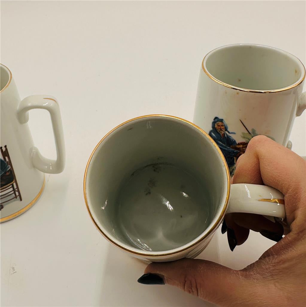 Long John Silvers Porcelain Tankard Mug Set Of 3 Norman Rockwell Seafarers 1985